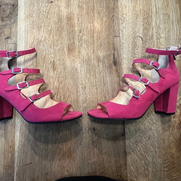 Unisa Womens Undarrah Faux Suede Buckle Heels Pink Size 5.5 Medium - Picture 3 of 9